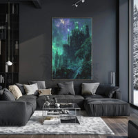 Gothic Castle Under Stars Fantasy Artistic Poster PosterGoat