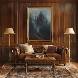 Gothic Castle in Forest Fantasy Artistic Poster PosterGoat