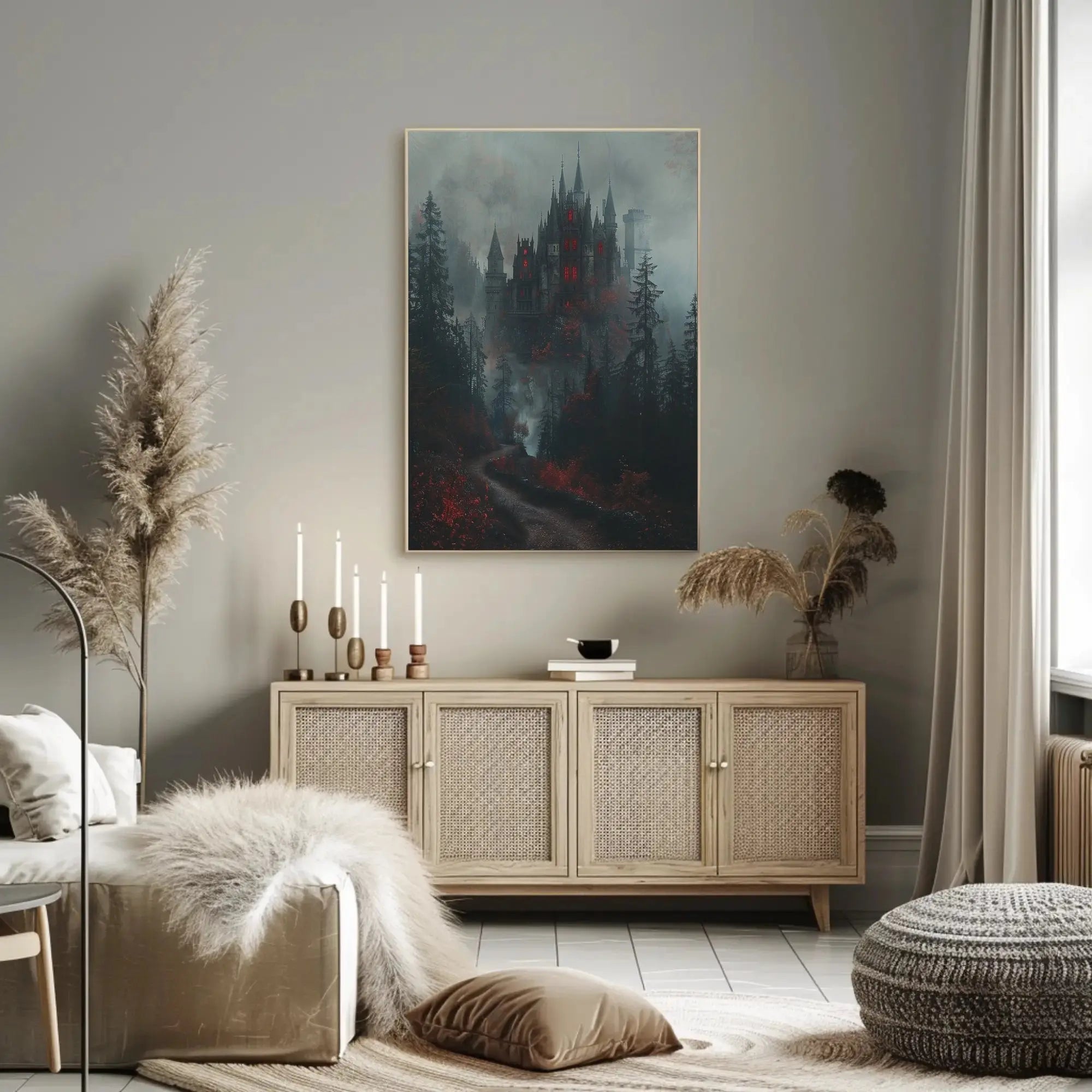 Gothic Castle in Forest Fantasy Artistic Poster PosterGoat
