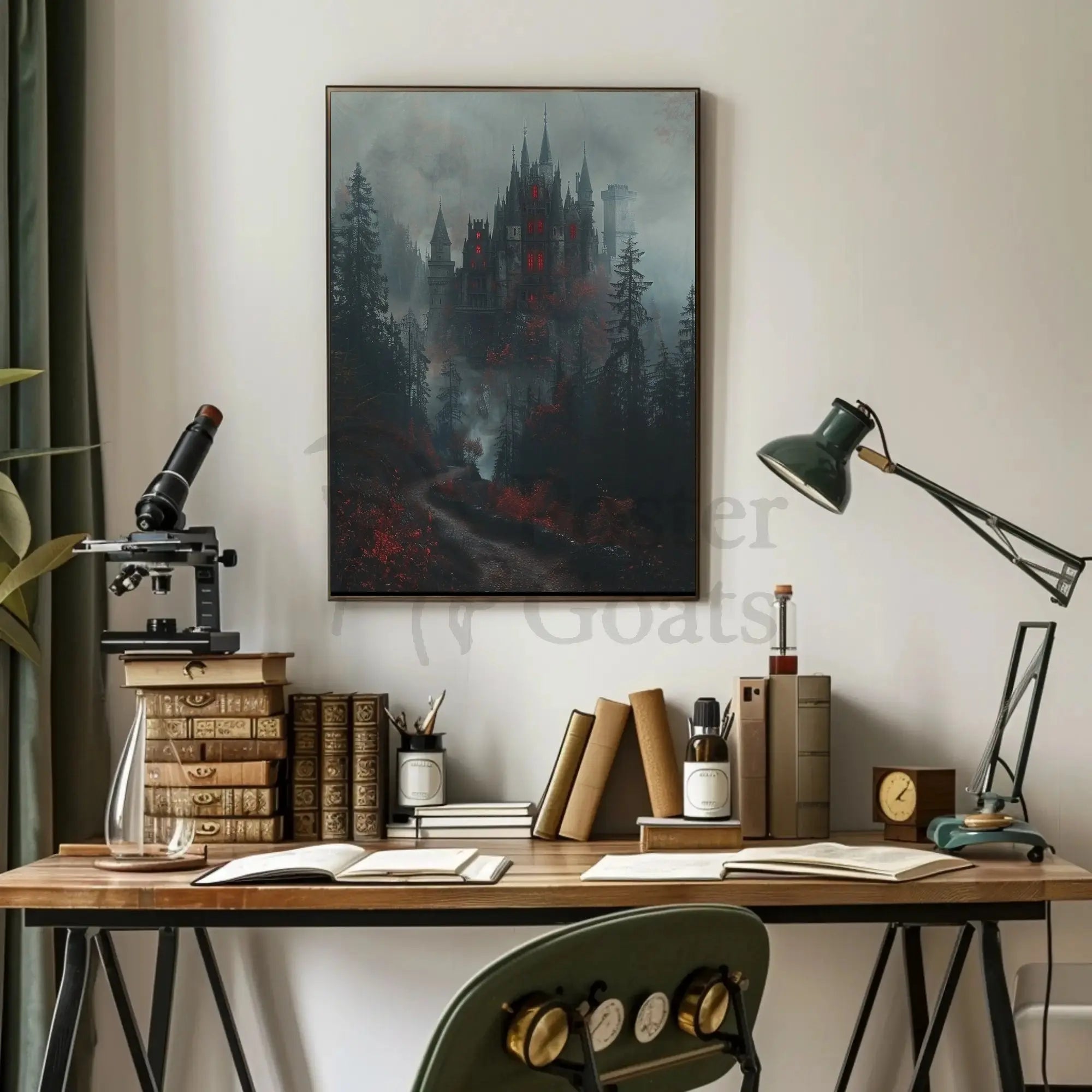 Gothic Castle in Forest Fantasy Artistic Poster PosterGoat