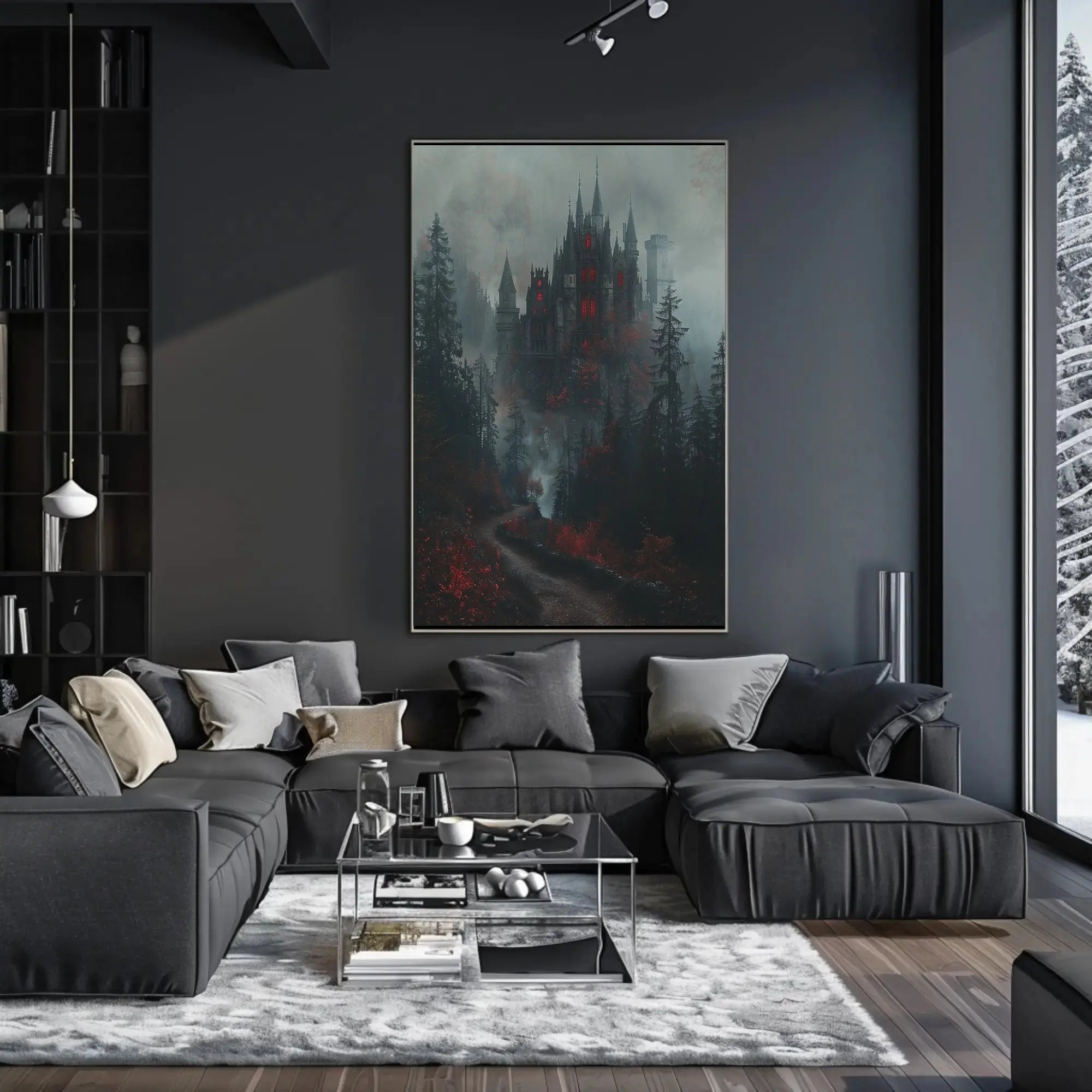 Gothic Castle in Forest Fantasy Artistic Poster PosterGoat