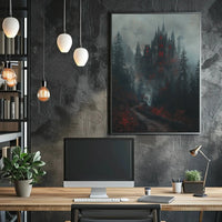Gothic Castle in Forest Fantasy Artistic Poster PosterGoat
