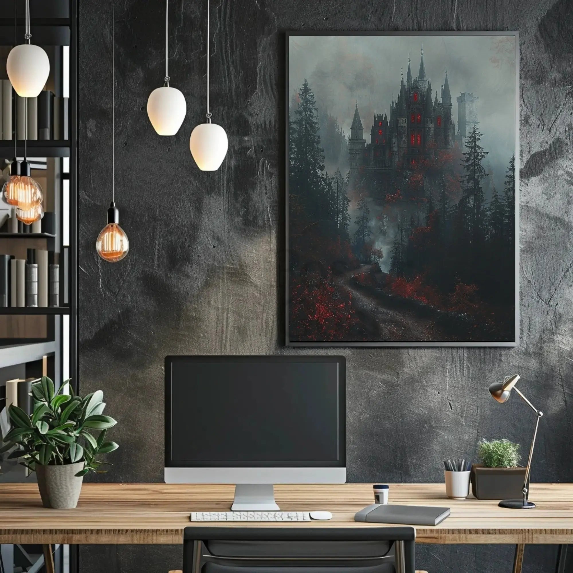 Gothic Castle in Forest Fantasy Artistic Poster PosterGoat