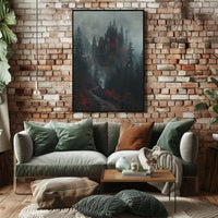 Gothic Castle in Forest Fantasy Artistic Poster PosterGoat