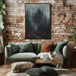 Gothic Castle in Forest Fantasy Artistic Poster PosterGoat