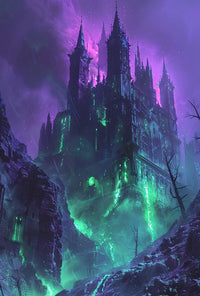 Gothic Castle in Mystical Landscape Fantasy Art Poster PosterGoat
