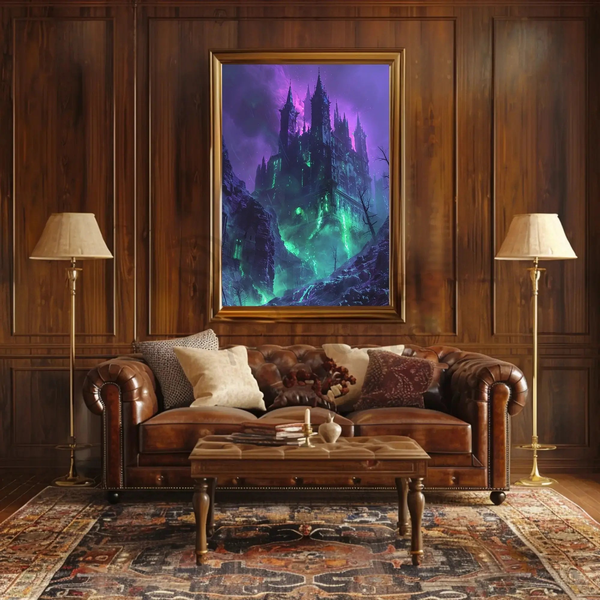 Gothic Castle in Mystical Landscape Fantasy Art Poster PosterGoat