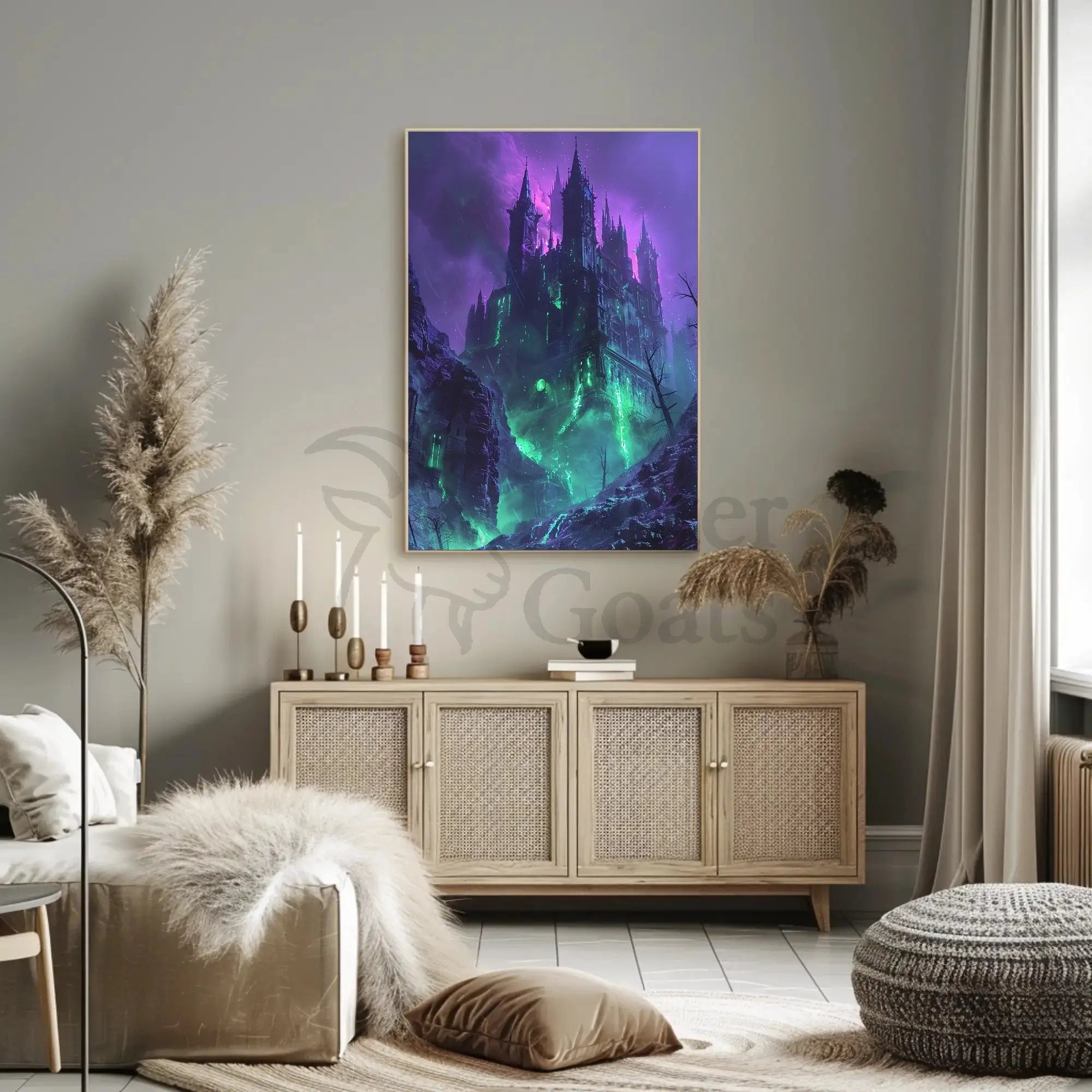 Gothic Castle in Mystical Landscape Fantasy Art Poster PosterGoat