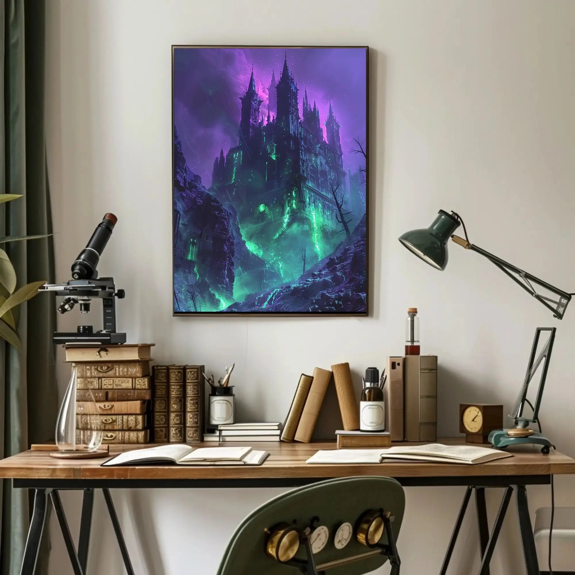 Gothic Castle in Mystical Landscape Fantasy Art Poster PosterGoat