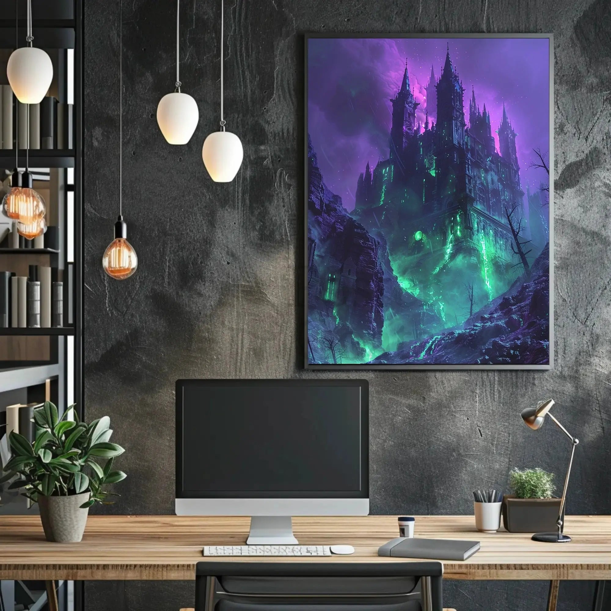 Gothic Castle in Mystical Landscape Fantasy Art Poster PosterGoat