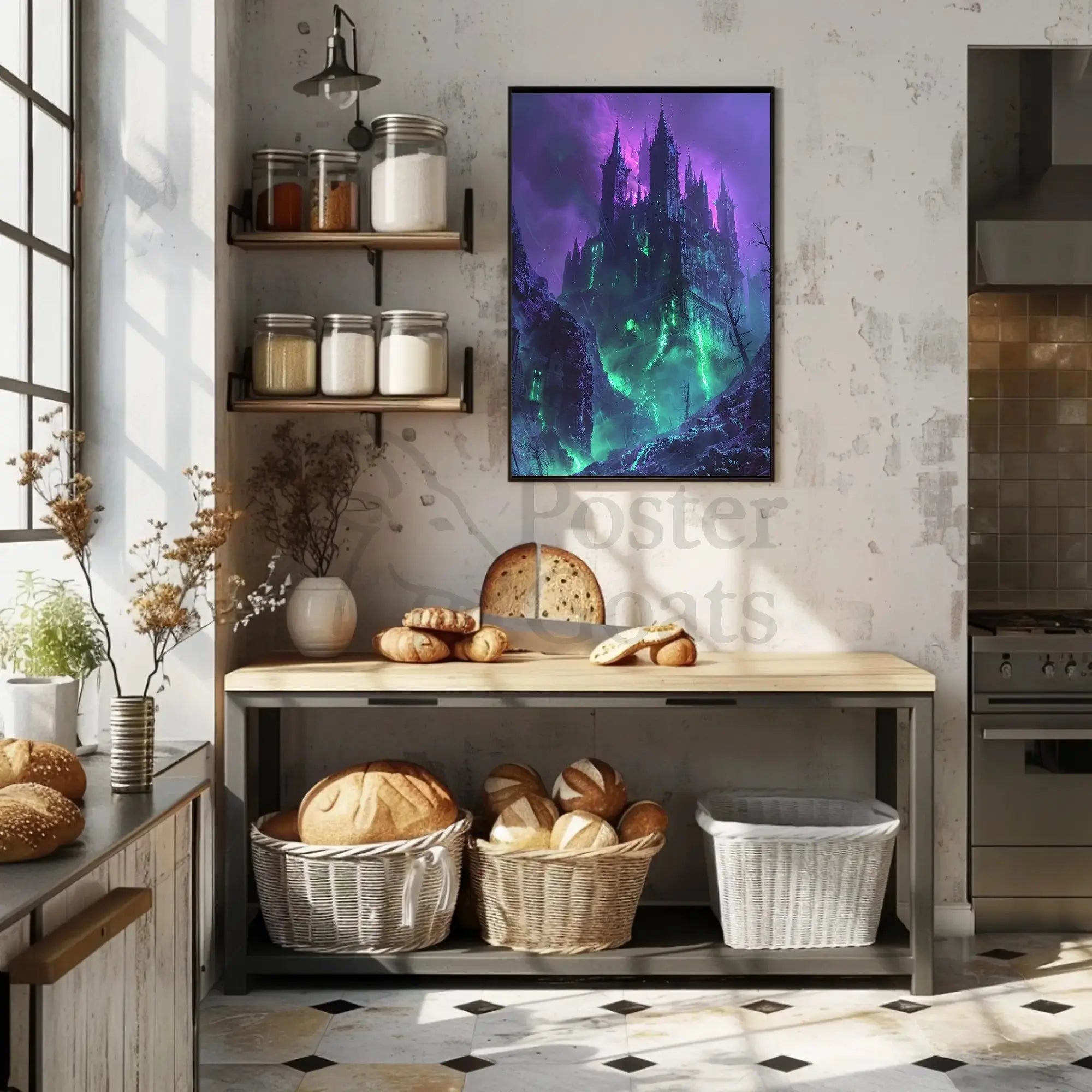 Gothic Castle in Mystical Landscape Fantasy Art Poster PosterGoat