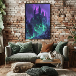 Gothic Castle in Mystical Landscape Fantasy Art Poster PosterGoat