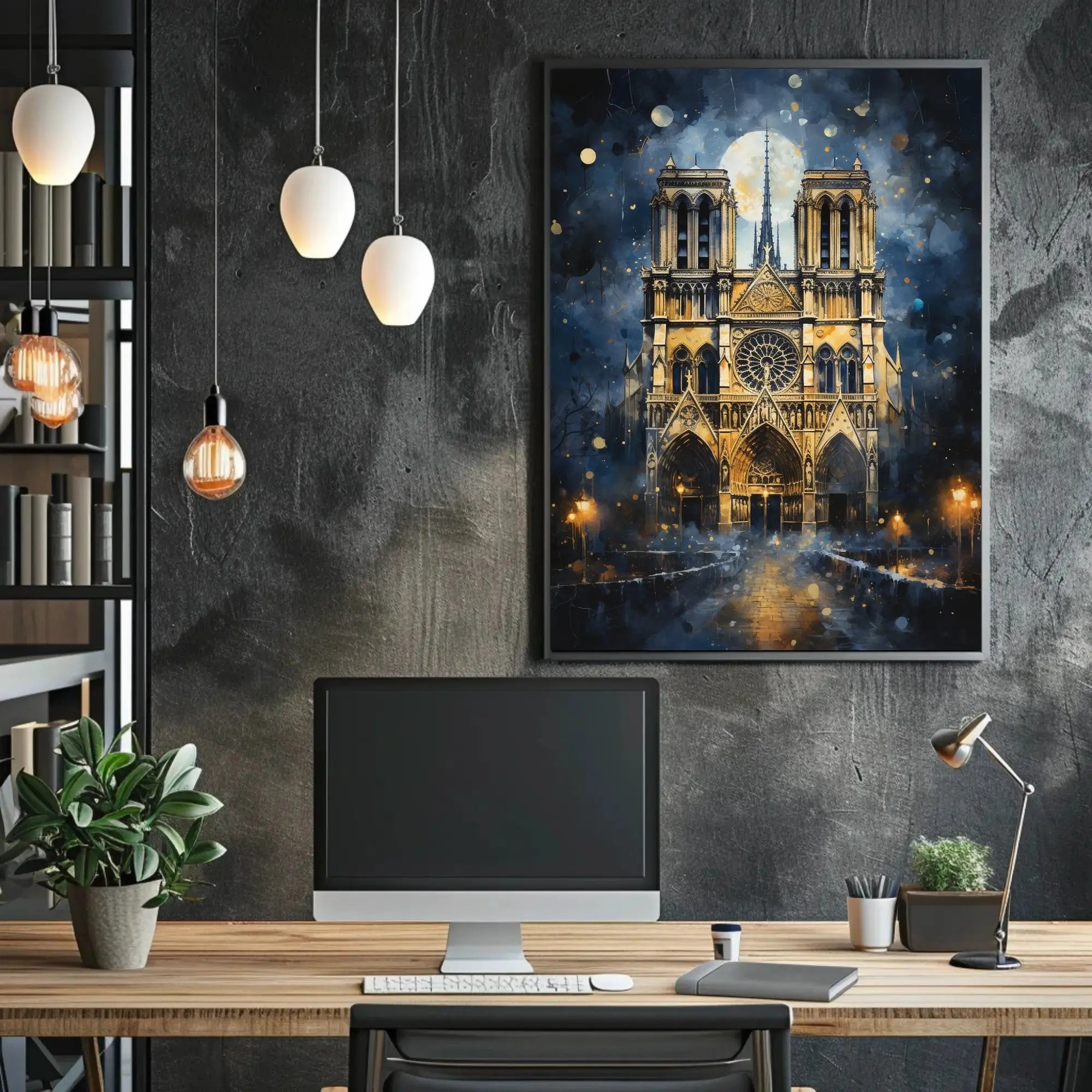 Gothic Cathedral Art: Enchanting Nighttime Heritage Poster PosterGoat