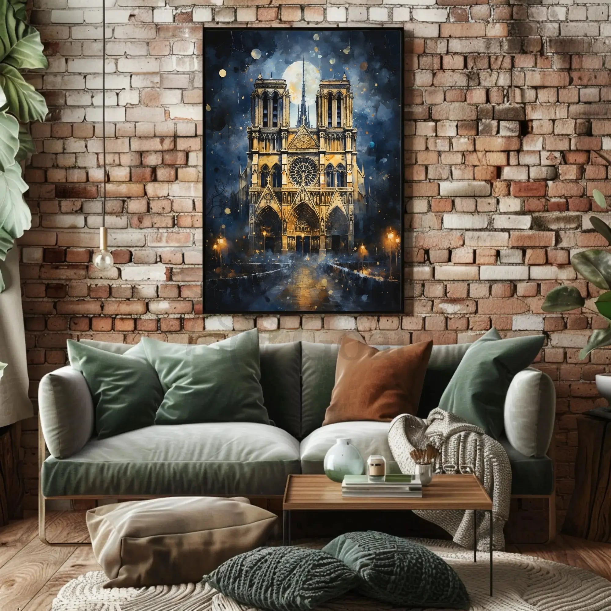 Gothic Cathedral Art: Enchanting Nighttime Heritage Poster PosterGoat