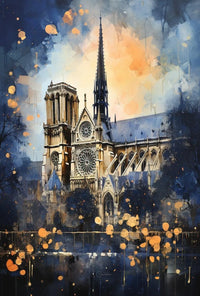 Gothic Cathedral Landmark Artwork with Abstract, Artistic Poster PosterGoat