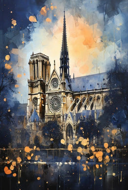 Gothic Cathedral Landmark Artwork with Abstract, Artistic Poster PosterGoat