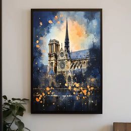 Gothic Cathedral Landmark Artwork with Abstract, Artistic Poster PosterGoat
