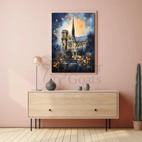 Gothic Cathedral Landmark Artwork with Abstract, Artistic Poster PosterGoat