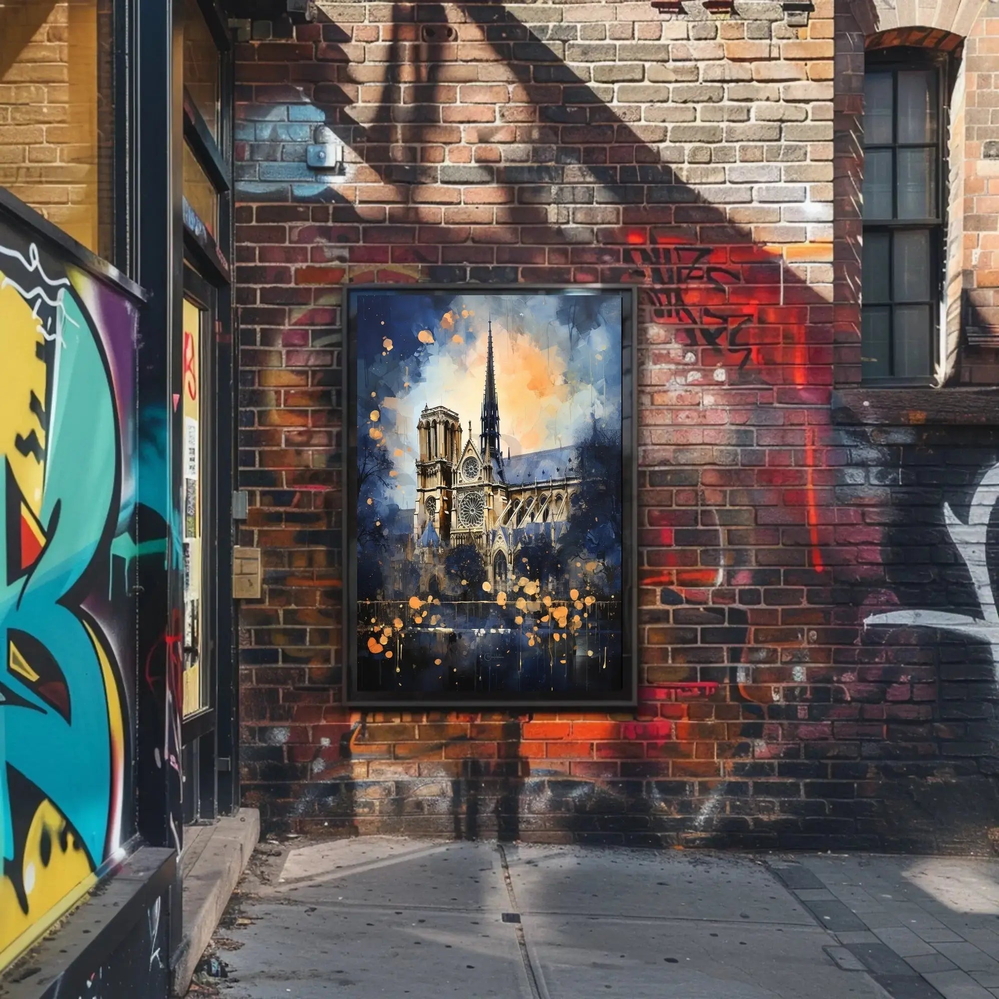 Gothic Cathedral Landmark Artwork with Abstract, Artistic Poster PosterGoat