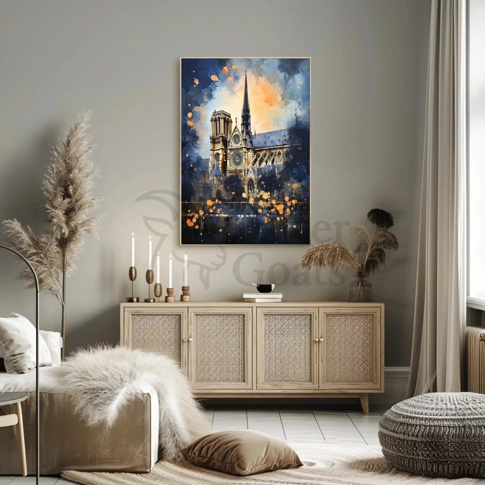 Gothic Cathedral Landmark Artwork with Abstract, Artistic Poster PosterGoat