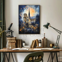 Gothic Cathedral Landmark Artwork with Abstract, Artistic Poster PosterGoat