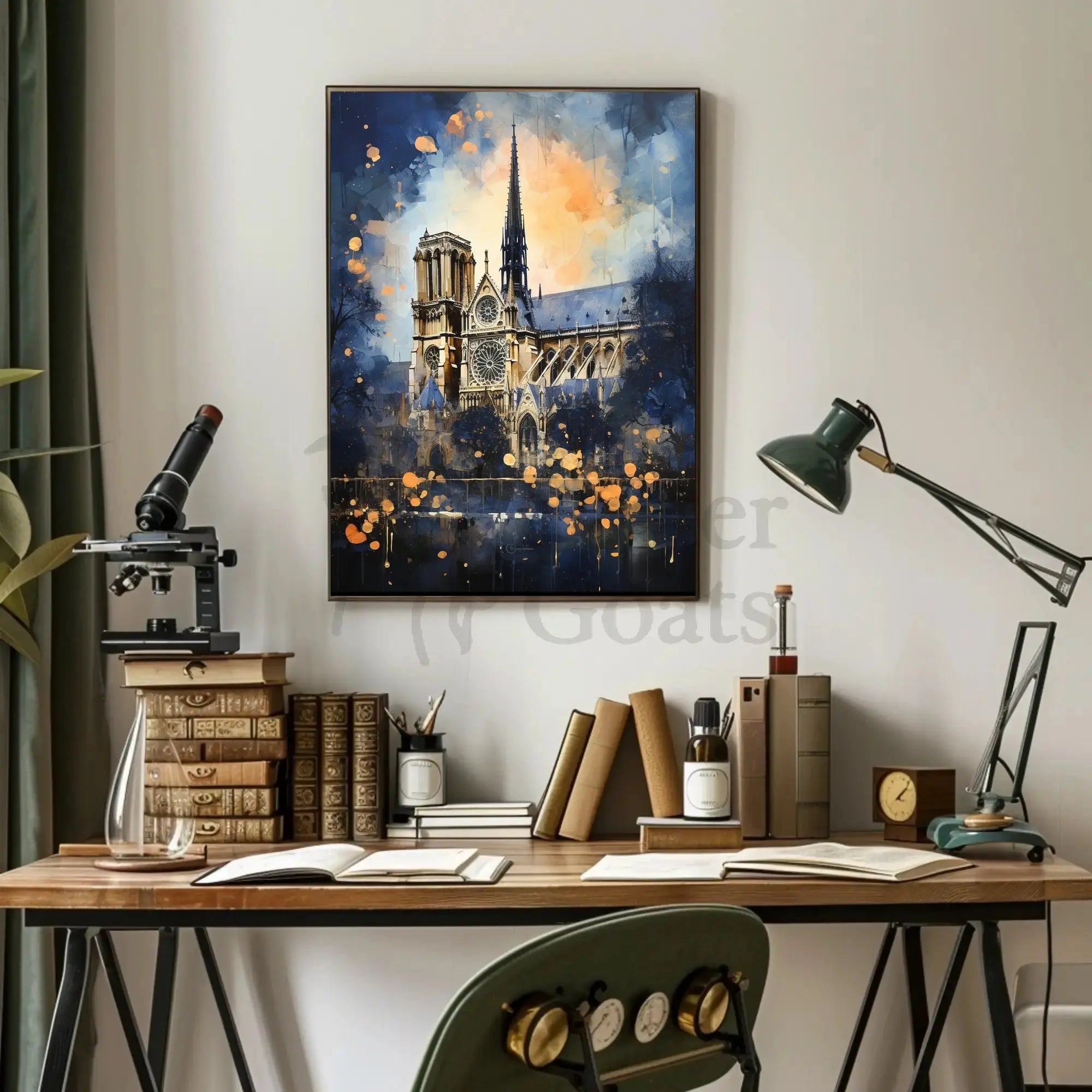 Gothic Cathedral Landmark Artwork with Abstract, Artistic Poster PosterGoat