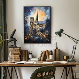 Gothic Cathedral Landmark Artwork with Abstract, Artistic Poster PosterGoat