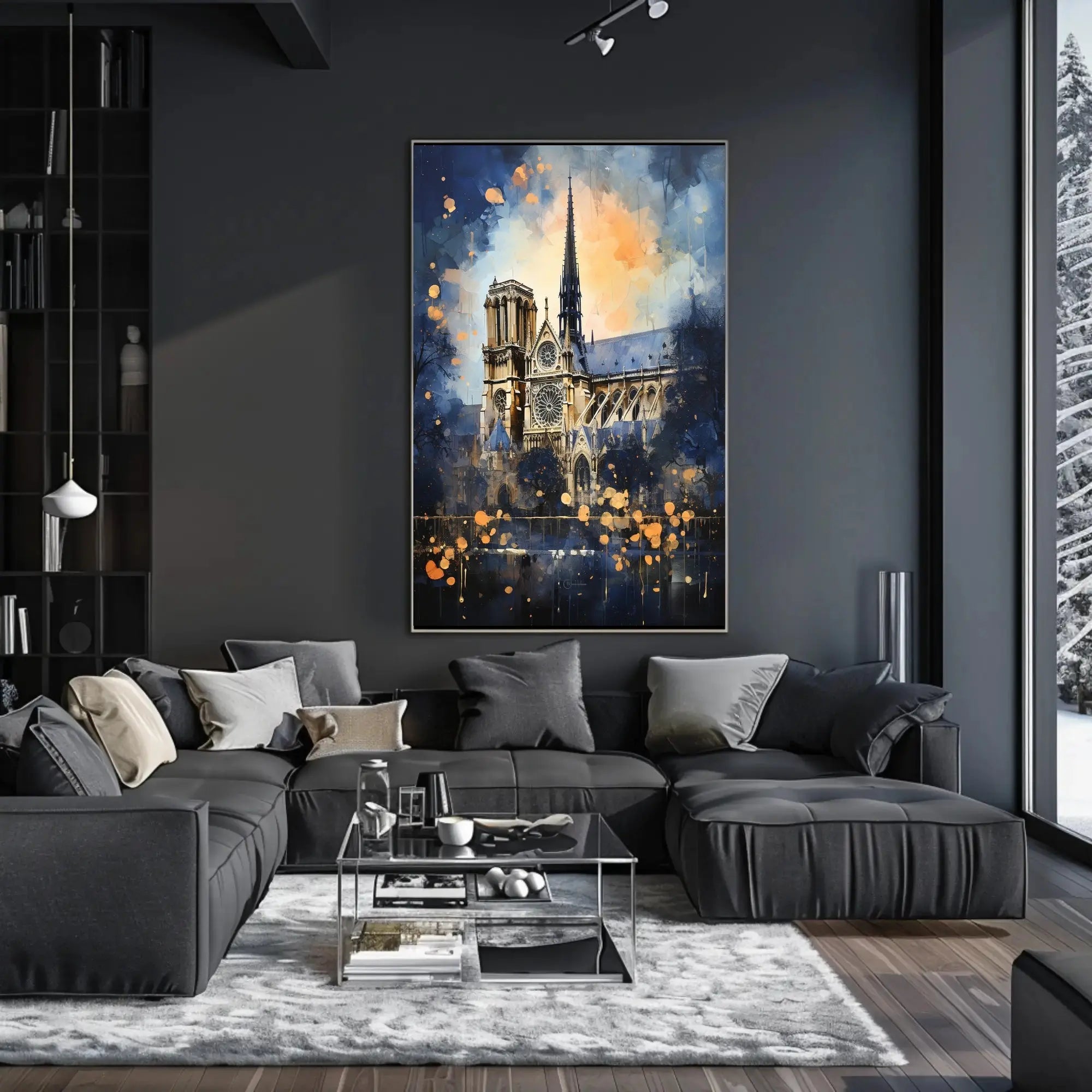 Gothic Cathedral Landmark Artwork with Abstract, Artistic Poster PosterGoat