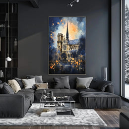 Gothic Cathedral Landmark Artwork with Abstract, Artistic Poster PosterGoat