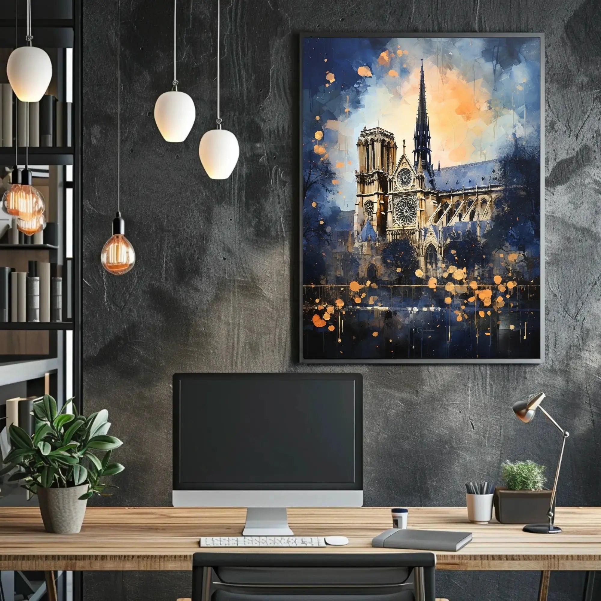Gothic Cathedral Landmark Artwork with Abstract, Artistic Poster PosterGoat