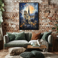 Gothic Cathedral Landmark Artwork with Abstract, Artistic Poster PosterGoat