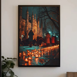 Gothic Cathedral Night Vigil Cultural or Heritage Poster PosterGoat