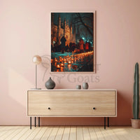 Gothic Cathedral Night Vigil Cultural or Heritage Poster PosterGoat