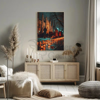 Gothic Cathedral Night Vigil Cultural or Heritage Poster PosterGoat