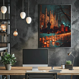 Gothic Cathedral Night Vigil Cultural or Heritage Poster PosterGoat