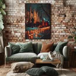 Gothic Cathedral Night Vigil Cultural or Heritage Poster PosterGoat