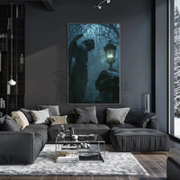 Gothic Cemetery Scene with Angel Statue Art Poster PosterGoat