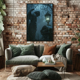 Gothic Cemetery Scene with Angel Statue Art Poster PosterGoat
