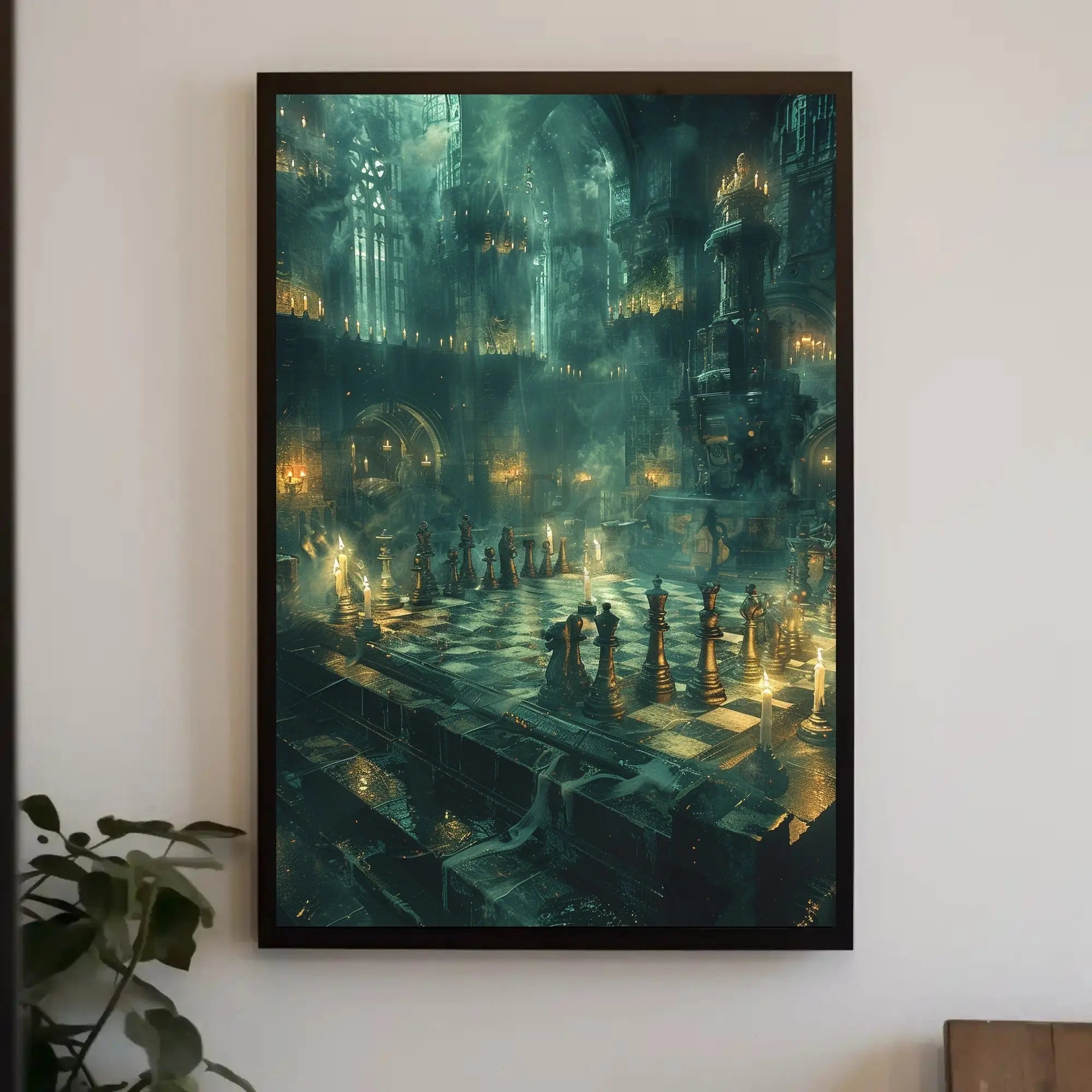 Gothic Chess Cathedral Fantasy Art Print - Abstract Poster PosterGoat
