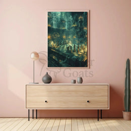 Gothic Chess Cathedral Fantasy Art Print - Abstract Poster PosterGoat