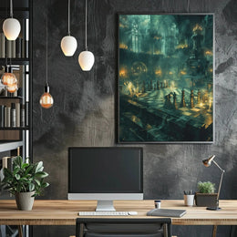 Gothic Chess Cathedral Fantasy Art Print - Abstract Poster PosterGoat