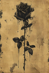 Gothic Distressed Rose Art Print with Dark Themes Poster PosterGoat