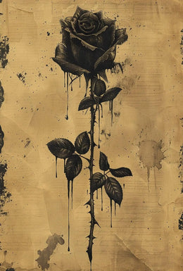 Gothic Distressed Rose Art Print with Dark Themes Poster PosterGoat