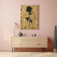 Gothic Distressed Rose Art Print with Dark Themes Poster PosterGoat