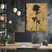 Gothic Distressed Rose Art Print with Dark Themes Poster PosterGoat