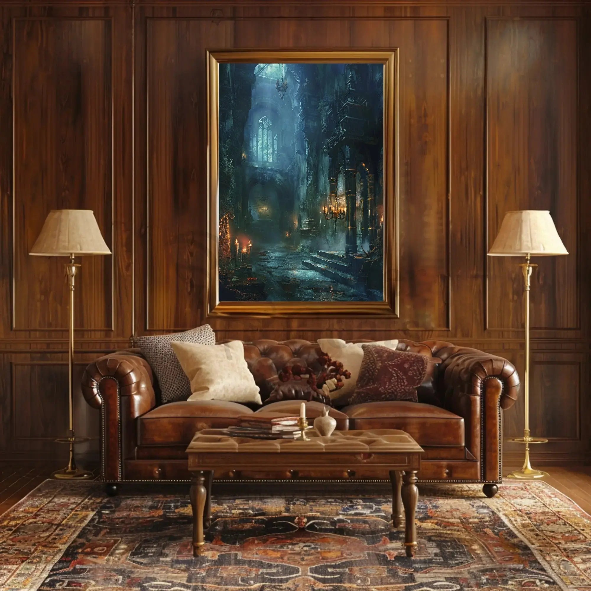 Gothic Fantasy Castle Interior Art - Abstract Poster PosterGoat