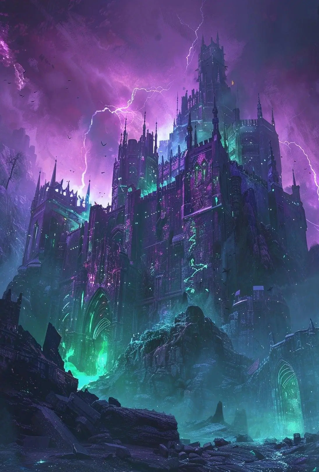Gothic Fantasy Castle Stormy Landscape Artistic Poster PosterGoat
