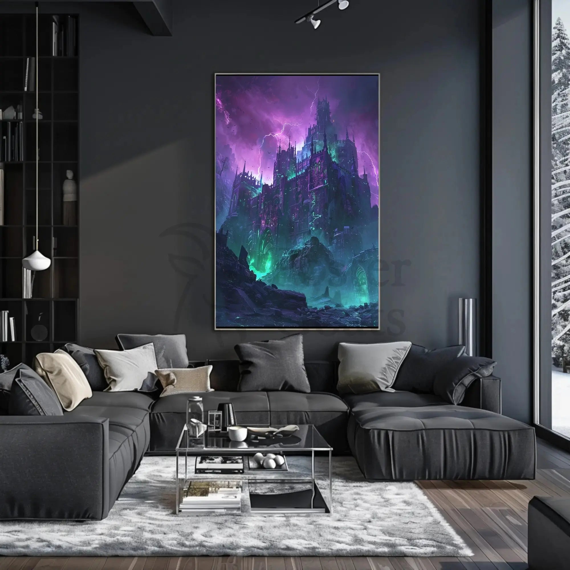Gothic Fantasy Castle Stormy Landscape Artistic Poster PosterGoat