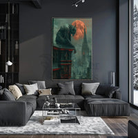 Gothic Gargoyle Over Cityscape Fantasy Art Poster PosterGoat