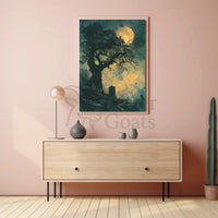 Gothic Graveyard Moonlight Scene Artistic Poster PosterGoat
